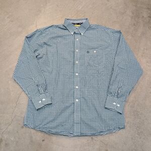 Wrangler George Strait Button Up Shirt Mens L White Green Checkered